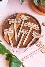 Load image into Gallery viewer, Funny Script Wooden Plant Markers: #Thriving