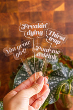 Load image into Gallery viewer, Funny Acrylic Plant Markers: "Give Me A Freakin' Drink"