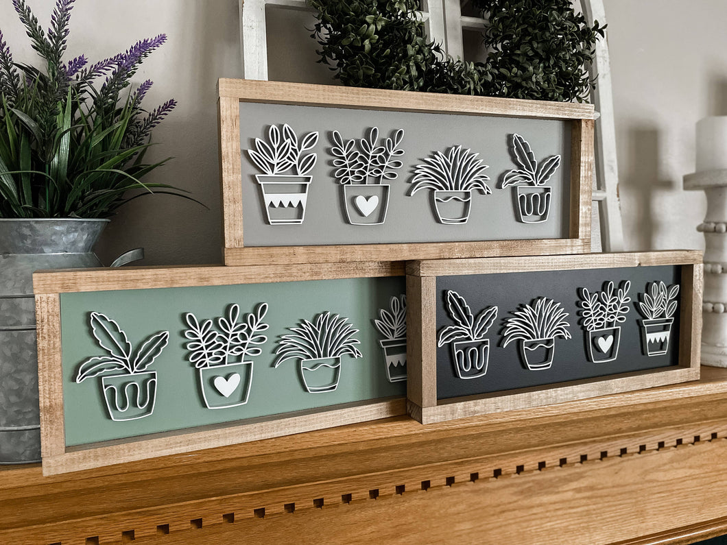 Plant Outline - Plant Sign: Grey/White