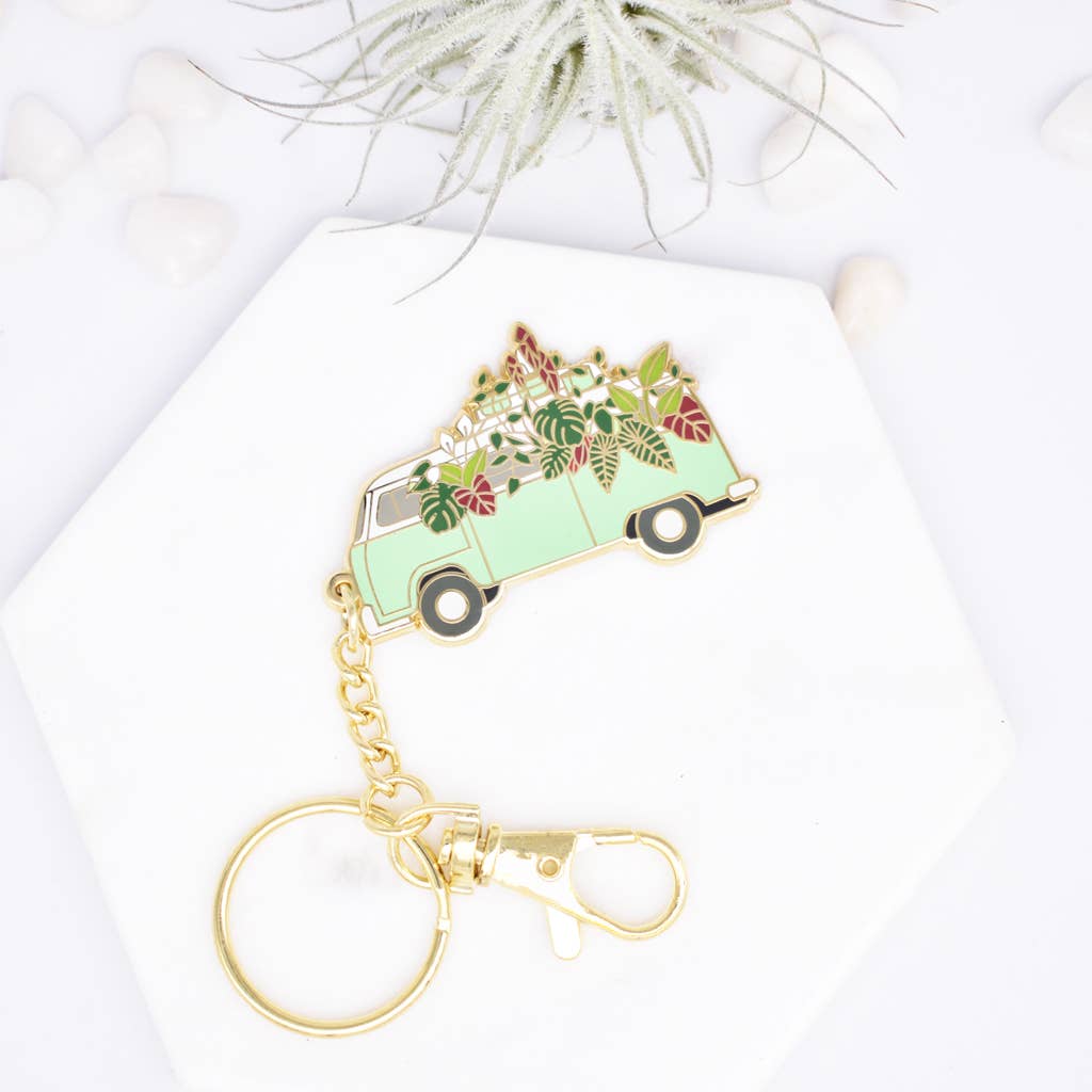 Plant Van Keychain - Botanical Keychain - Plant lover gifts