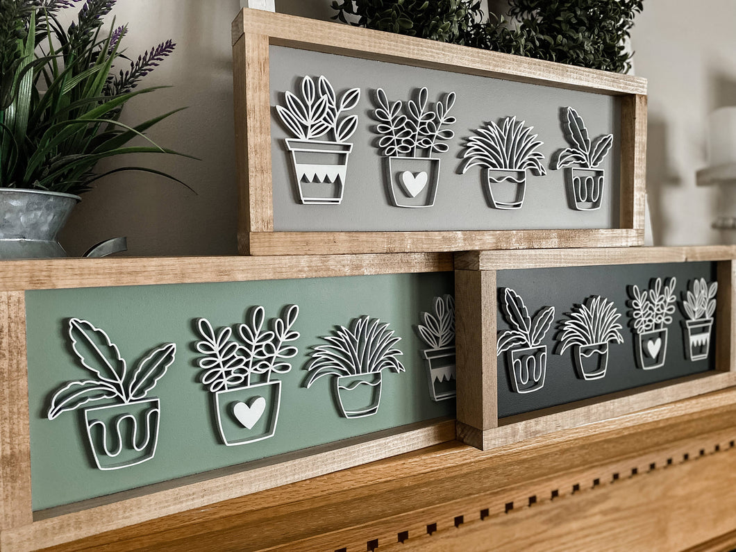 Plant Outline - Plant Sign: Black/White