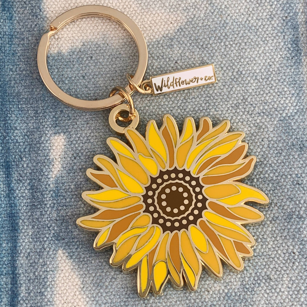 Sunflower Enamel Keychain