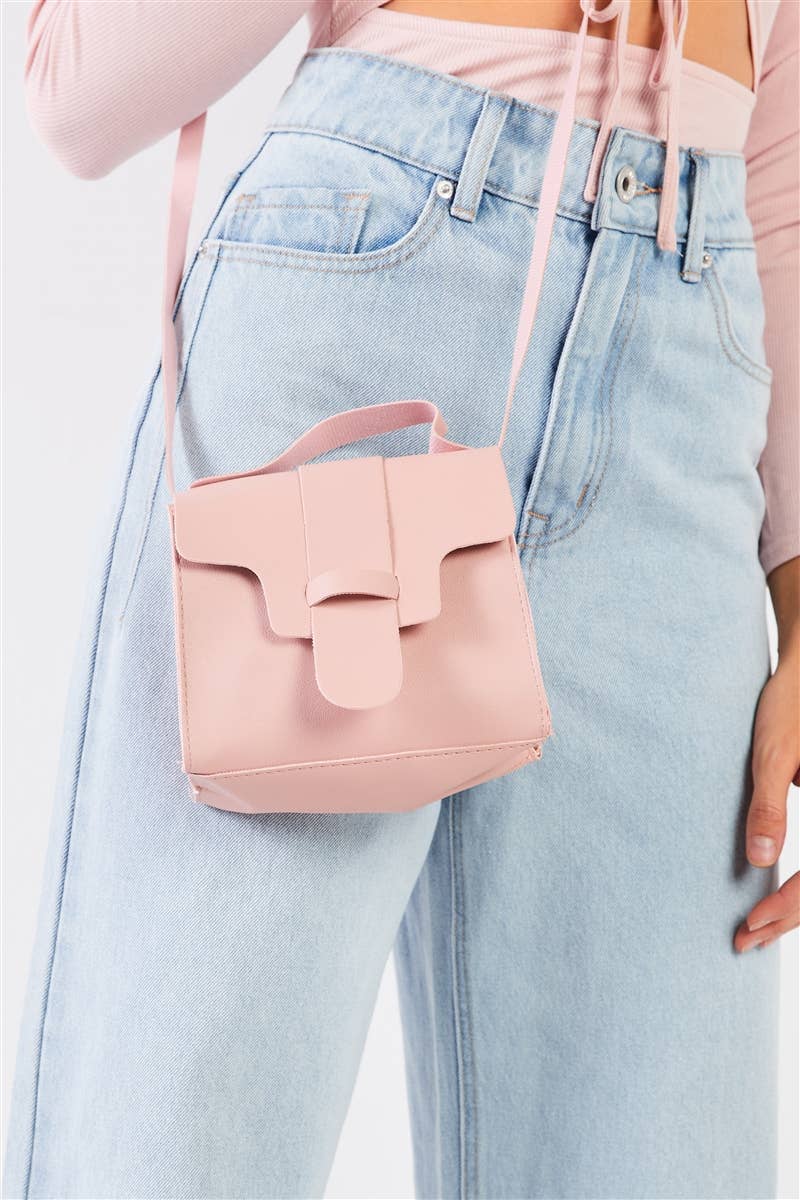 Vegan Leather Buckle Comfortable Crossbody Flap Satchel Bag