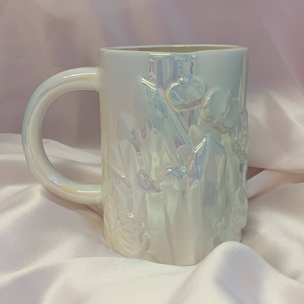 Crystal & Flowers XL Coffee Mug-  Iridescent, Pink, Aqua