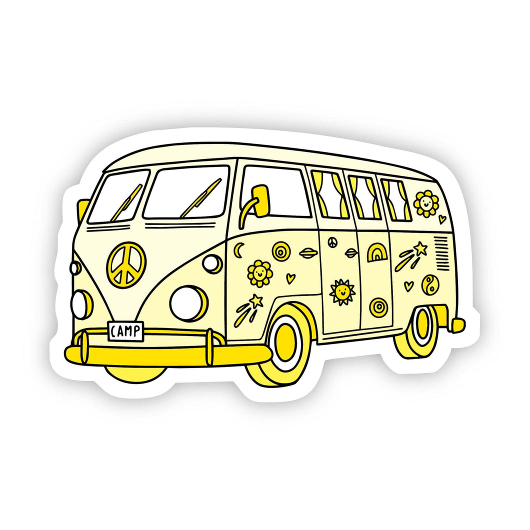 Yellow Hippie Van Aesthetic Sticker