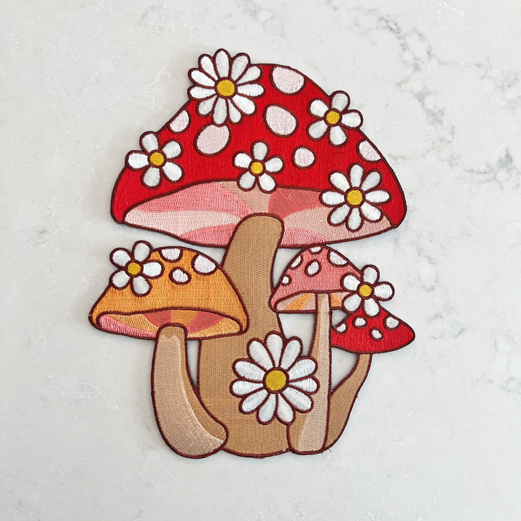 Mushroom & Daisy Cluster Patch - XL Back Patch